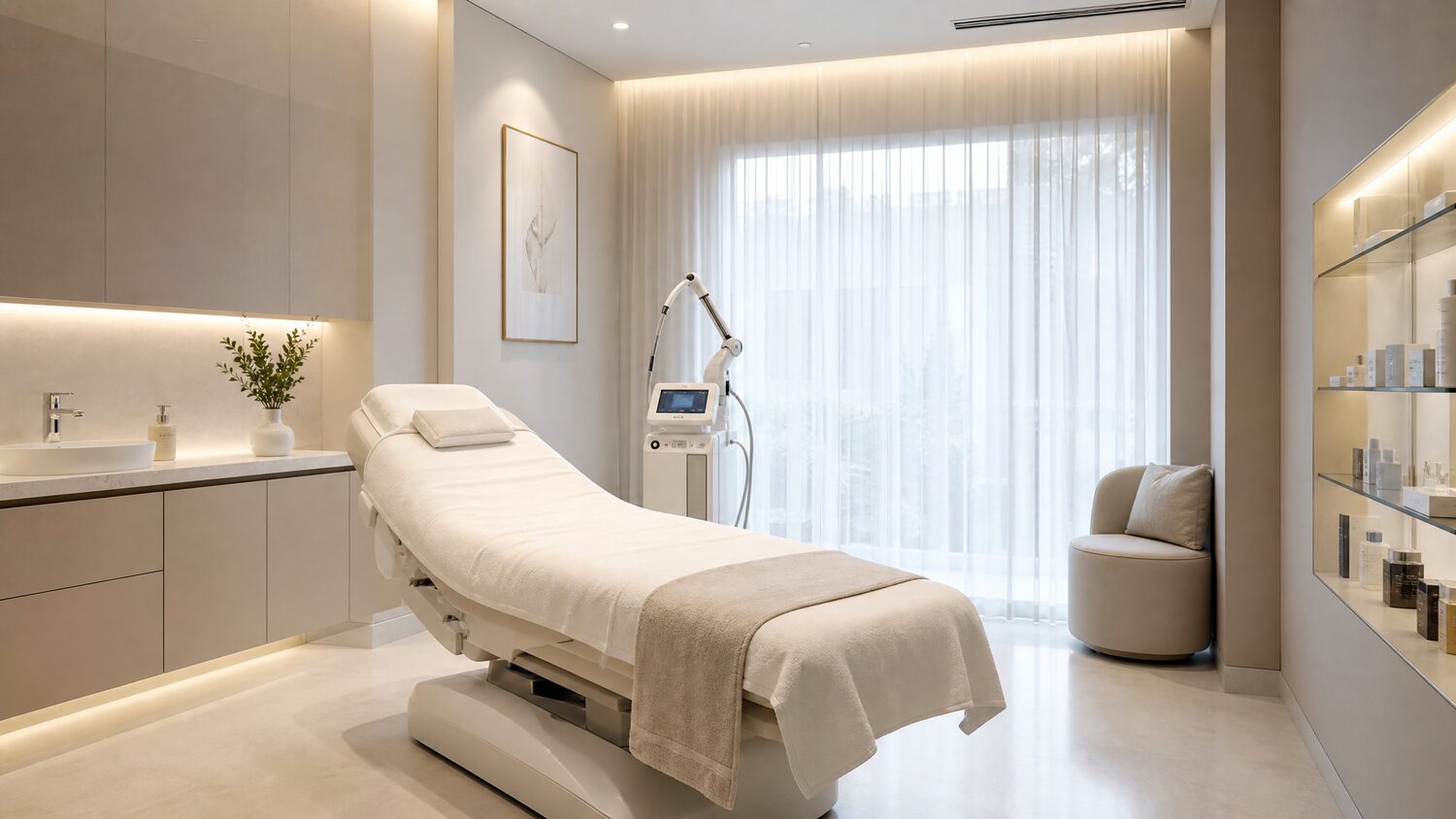 Sala de tratamiento de clínica estética premium